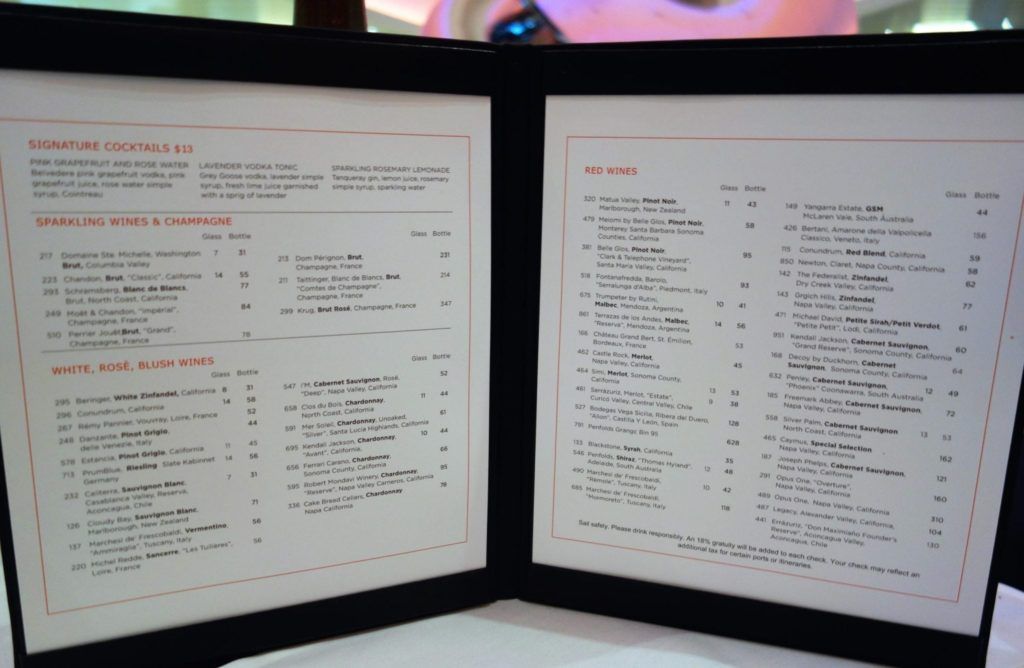 Anthem of the Seas Menus