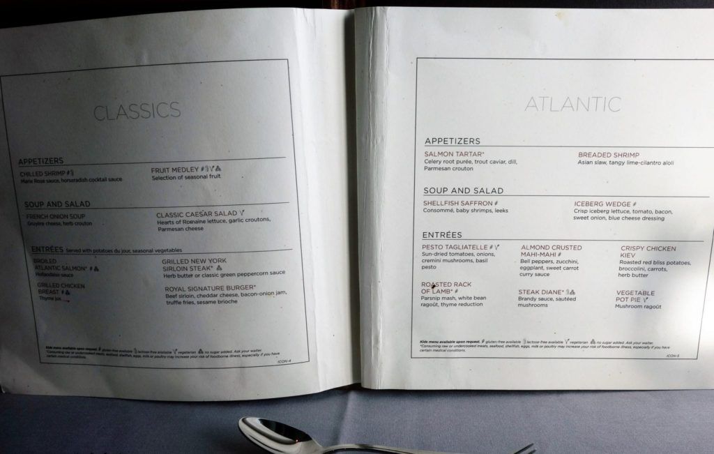 Anthem of the Seas Menus