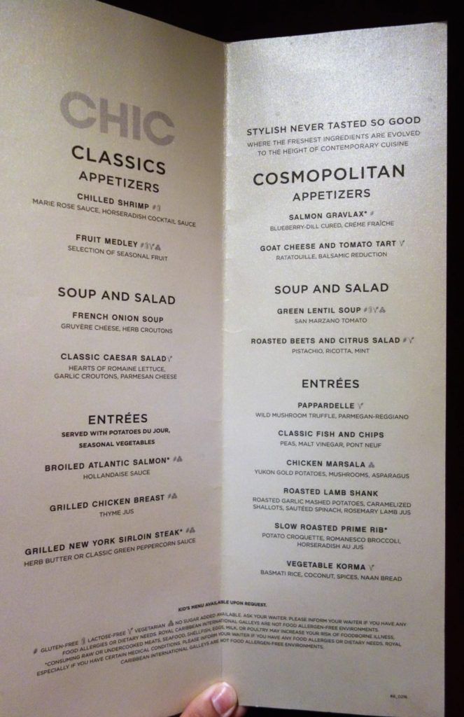 Anthem of the Seas Menus